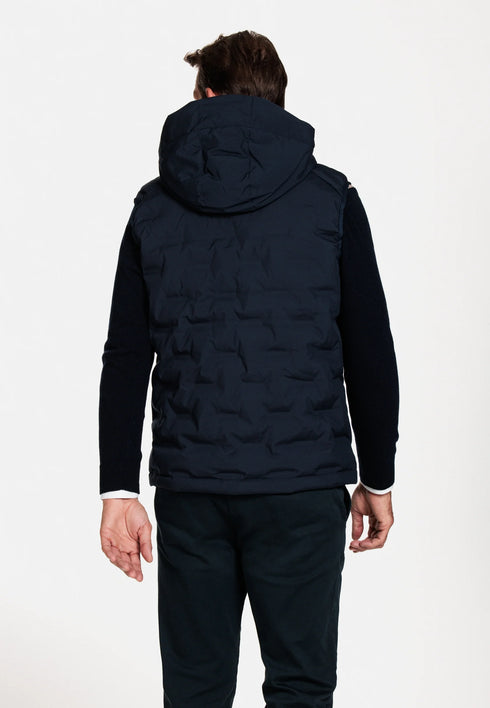 Gilet bleu marine à structure zippée et capuche amovible